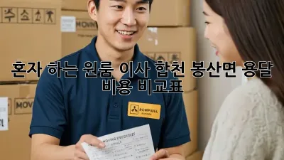 혼자 하는 원룸 이사? 합천 봉산면 용달 비용 비교표