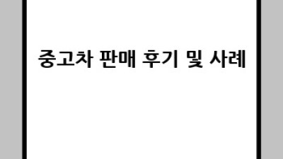 중고차 최고가 판매 비법